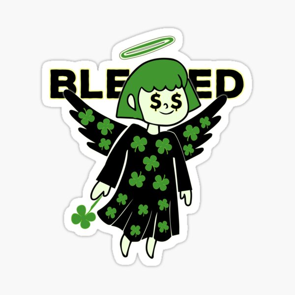 Lucky Clover Blessed Angel - Good Luck Charm Sticker