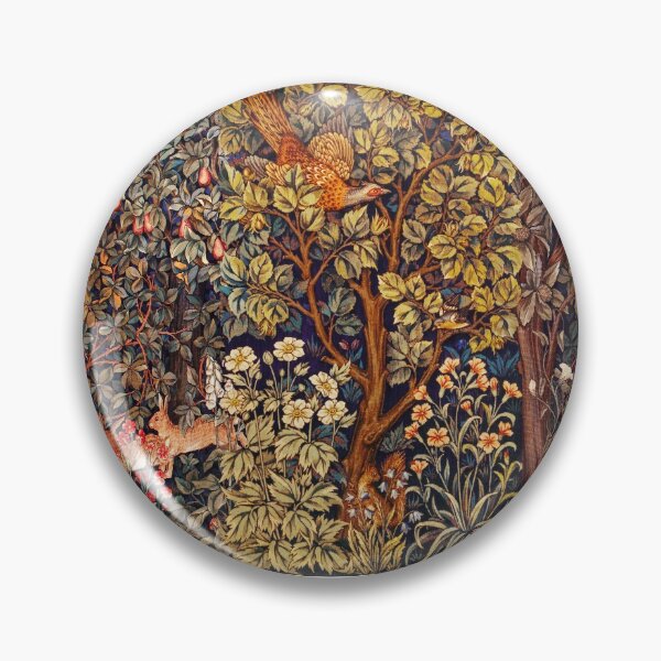 Item preview, GREENERY,FOREST ANIMALS Pheasant on Autumn Tree,Squirrel,Hares,Red Yellow Floral Tapestry designed and sold by BulganLumini.