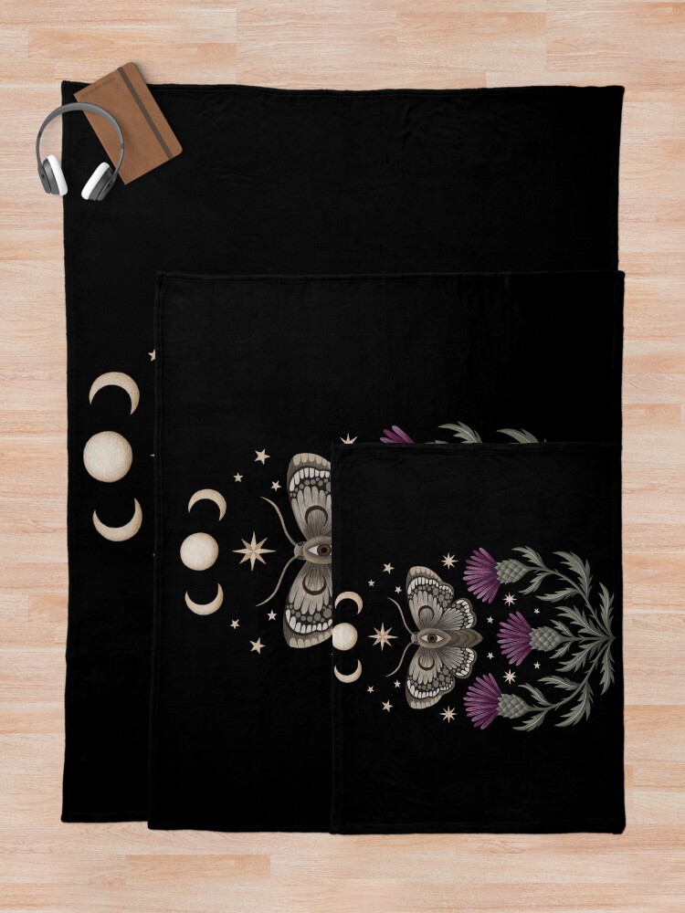 Alternate view of Thistle and moth Throw Blanket