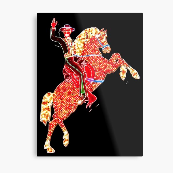 Hacienda Horse and Rider Neon Sign, Las Vegas Metal Print