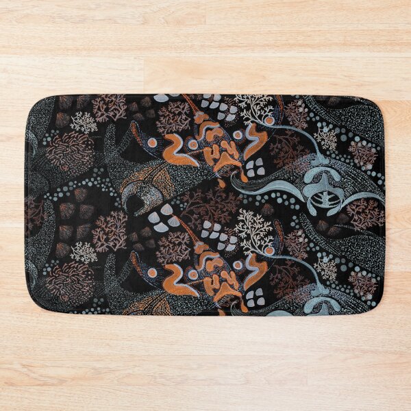 Item preview, Marine seamless pattern with space manta rays, lobsters, corals, octopuses, abodes of the underwater world designed and sold by ANAKOTO.