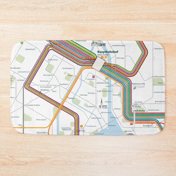 Item preview, Zurich City Rail Map Square designed and sold by AnsgarVollmer.