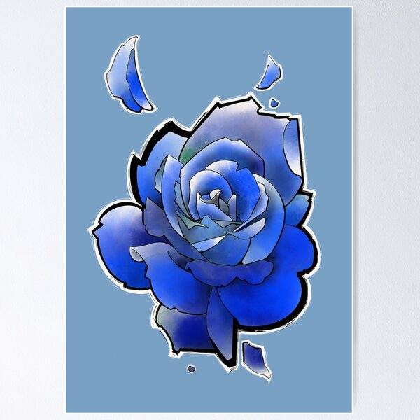 Blue rose tattoo on the left side of the neck.