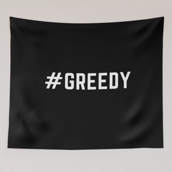 Item preview, STONKS ONLY GO UP repeat "#GREEDY" sarcastic quote sticker [P-Q 125B][770] designed and sold by HIPNOTIZAR  CRAFTS.