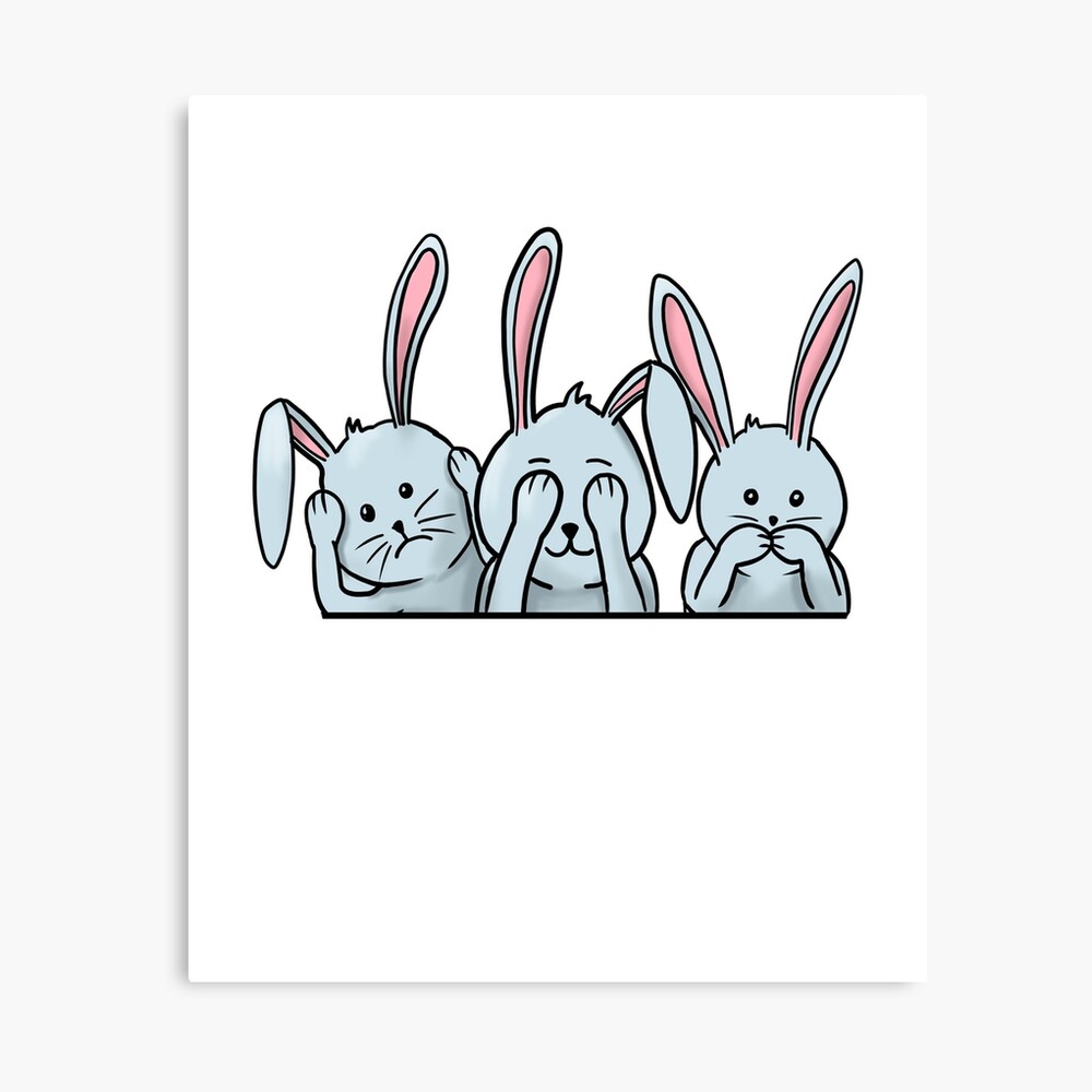 Hear See Speak no evil rabbits happy easter 2021 bunnies