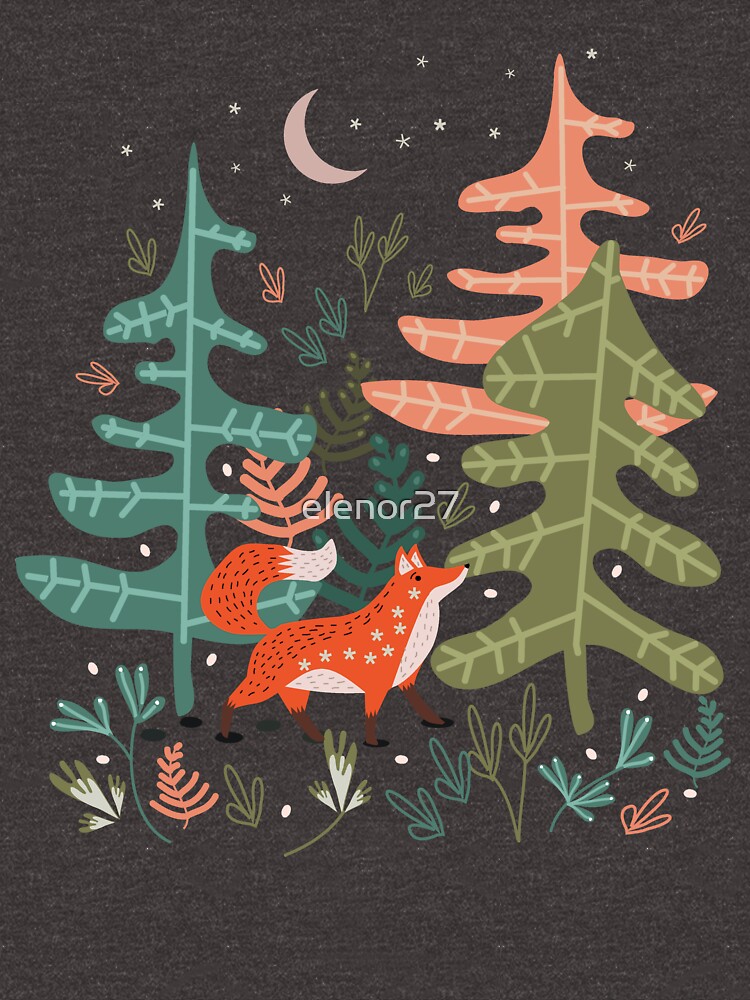 Thumbnail 7 von 7, Essential T-Shirt, Volksanimaol Illustration. Ein wunderlicher Fantasiefuchs in einer Kiefernwaldlandschaft. designt und verkauft von elenor27.