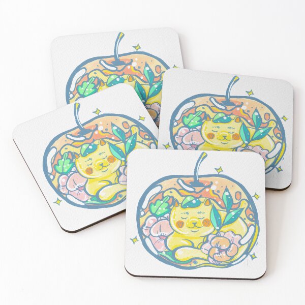 Item preview, Peaceful cat in apple designed and sold by KtheInkKoala.