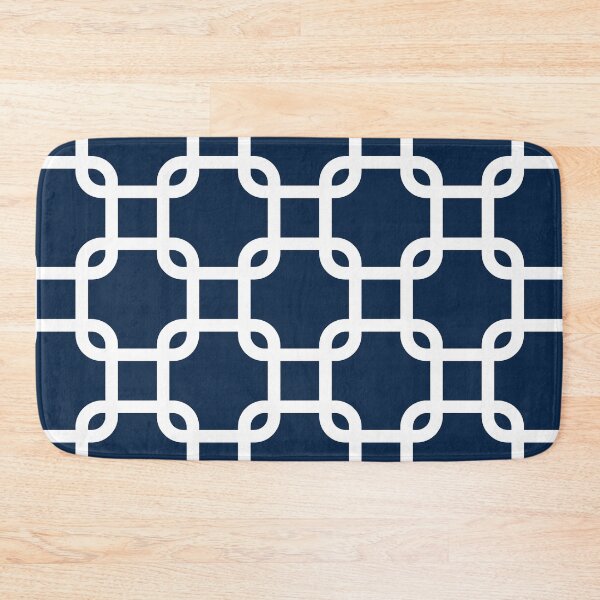 Item preview, Navy Blue Interlocked Squares Geometric Pattern  designed and sold by thelustrous.