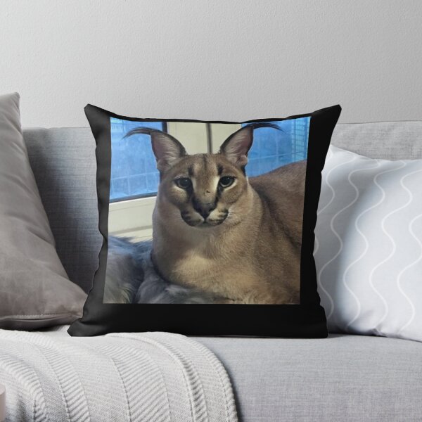  Floppa Memes Big Low Poly Cat Throw Pillow, 16x16