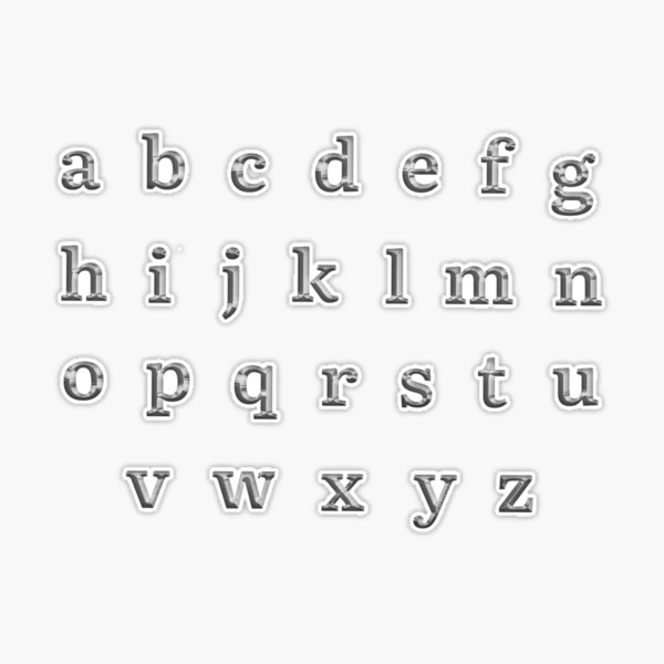 Silver Alphabet (Lower Case Letters A to Z) Sticker for Sale by