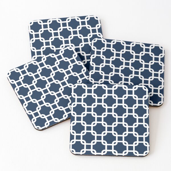Item preview, Navy Blue Interlocked Squares Geometric Pattern  designed and sold by thelustrous.