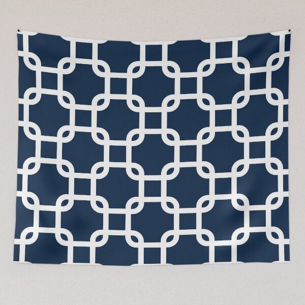 Item preview, Navy Blue Interlocked Squares Geometric Pattern  designed and sold by thelustrous.