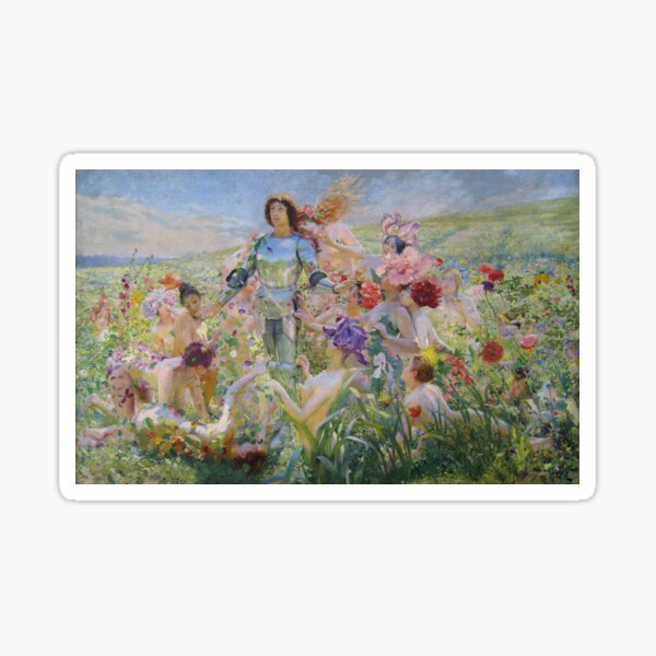 The Knight of the Flowers - Georges Rochegross Sticker