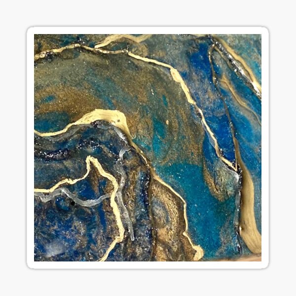 Blue and Dusty Gold Agate Sticker