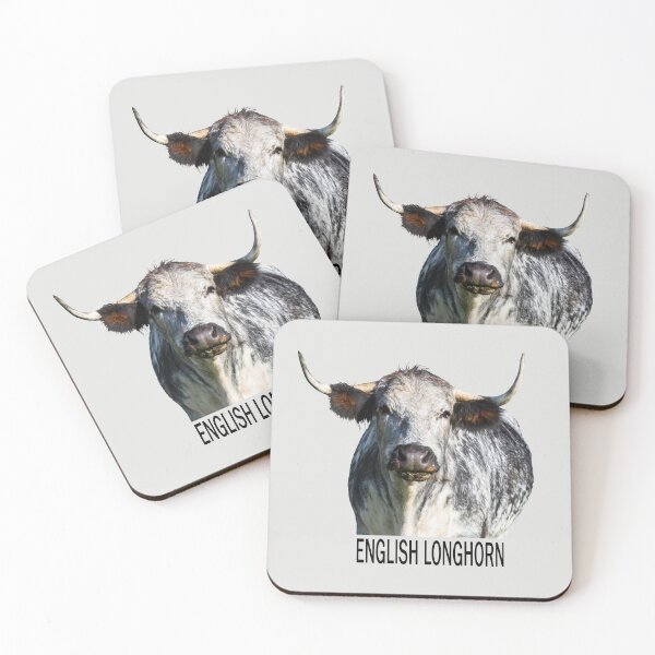 Item preview, English Longhorn Cow Portrait with Text designed and sold by Jane Stanley Photography.