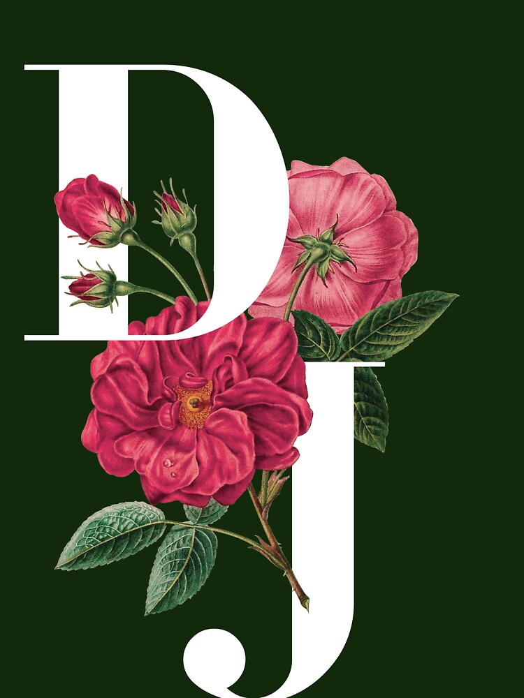 D & J Couple’s Initial Letter Floral Typography - D & J for Valentine’s Day  | Classic T-Shirt