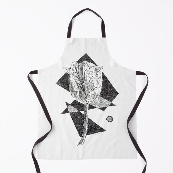 Item preview, Ink drawing - tulip with dewdrops and geometry designed and sold by TimeLady's Closet.
