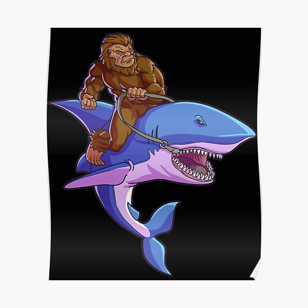 Bear Riding Shark Posters Redbubble