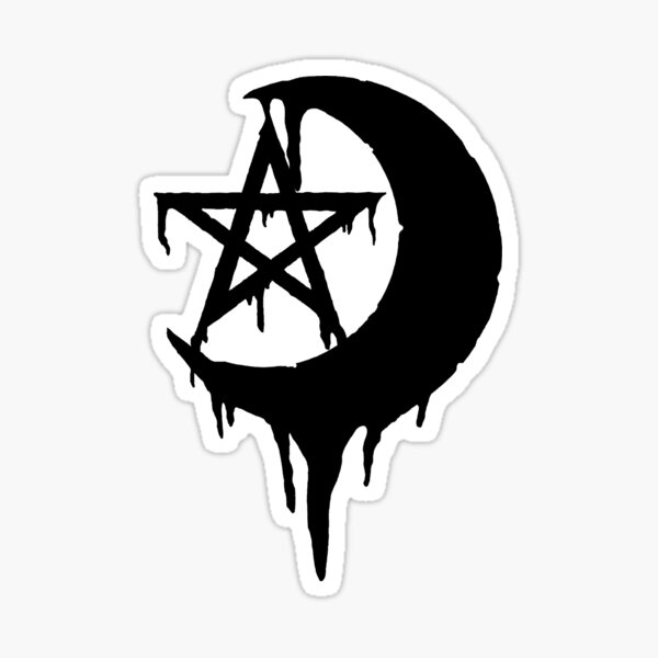 Pentagramm mit Halbmond schwarz Sticker
