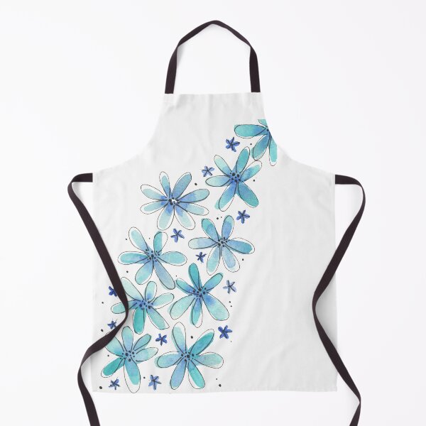 Item preview, Handdrawn whimsical blue flower watercolor designed and sold by dodidoodles.