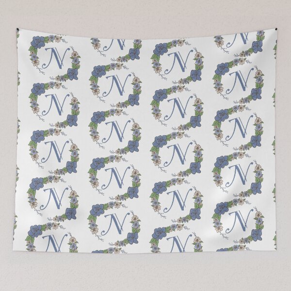 Item preview, Blue Floral N designed and sold by missmann.