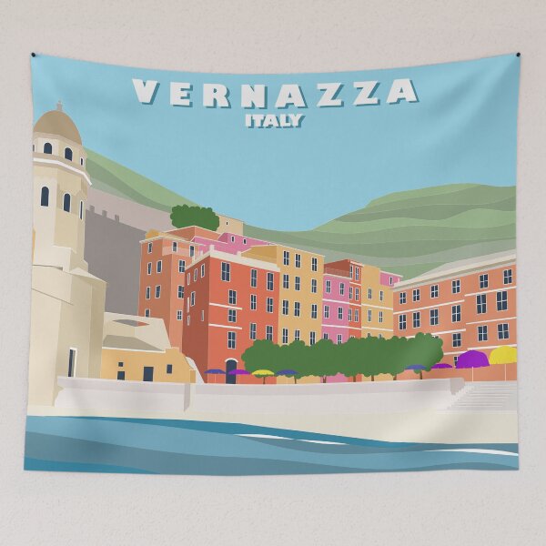 Item preview, Vernazza, Italy Print, Poster, Artwork, Seaside, Cinque Terre, Italian Holiday, Housewarming gift, Architecture Print, Gift, Present, Wall Art designed and sold by sketchingarchi.