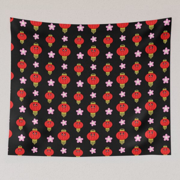 Item preview, Cute Lantern with Sakura Pattern in Black Background designed and sold by Kelly Leung.
