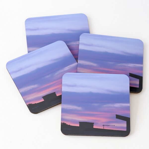 Item preview, evening cloudy sunset sky multicolor pastel pink purple blue bleeding colours silhouette photography designed and sold by leiriin.