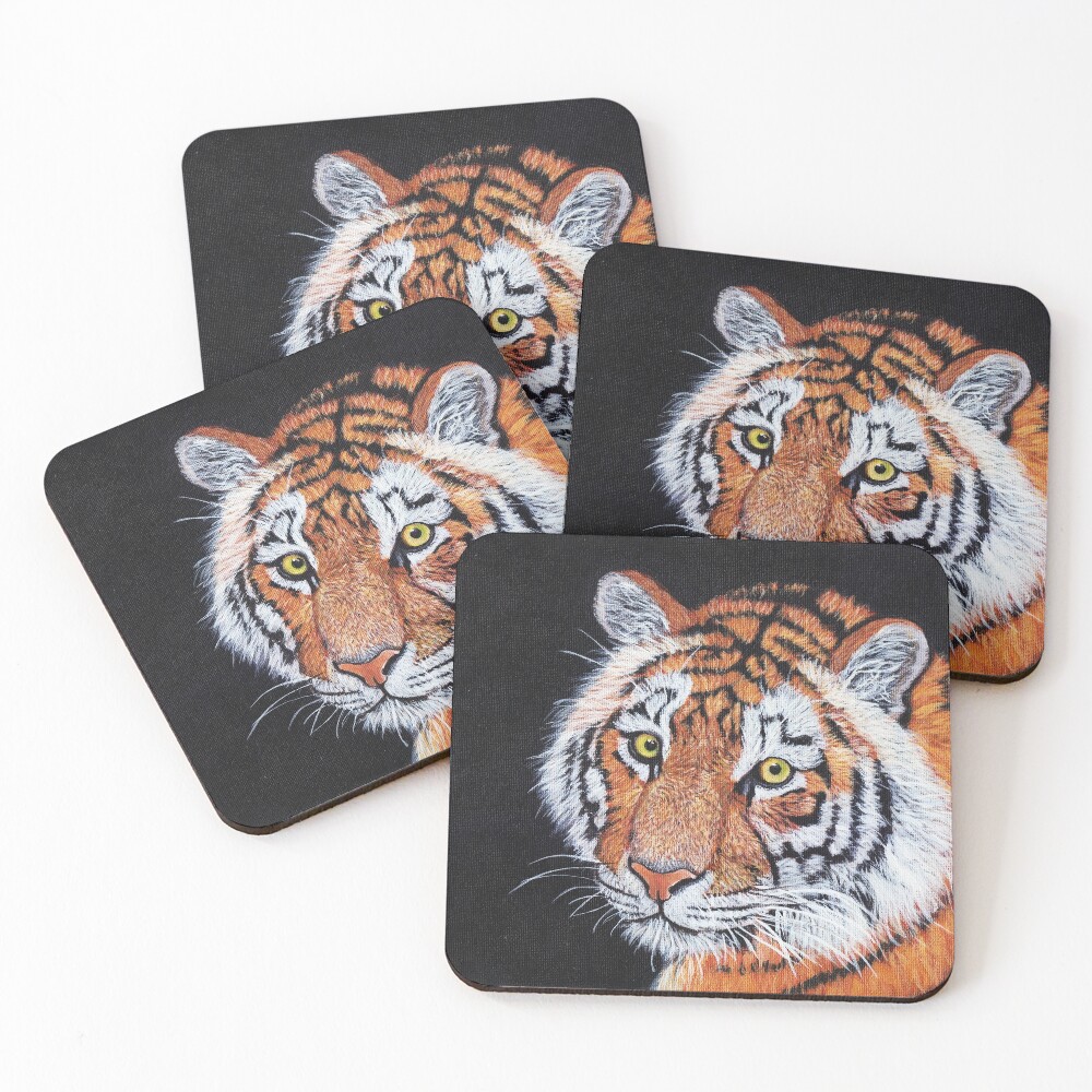 Tiger Running On The Beach Set of 4 Placemats and Coasters
