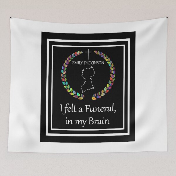 Item preview, Emily Dickinson Early American Poet I Felt A Funeral In My Brain Black and White Rainbow Wreath designed and sold by BrokenUnicorn.