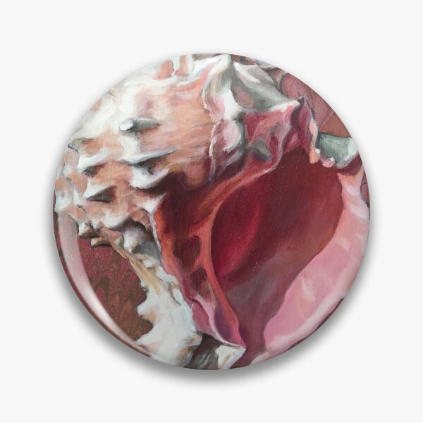 Item preview, Pink Murex seashell oil painting on handmade marbled paper designed and sold by LeighMurphy-Art.