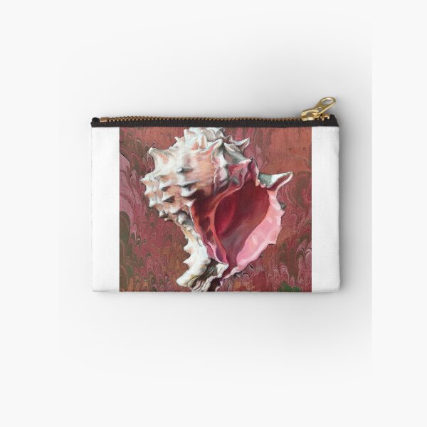 Item preview, Pink Murex seashell oil painting on handmade marbled paper designed and sold by LeighMurphy-Art.