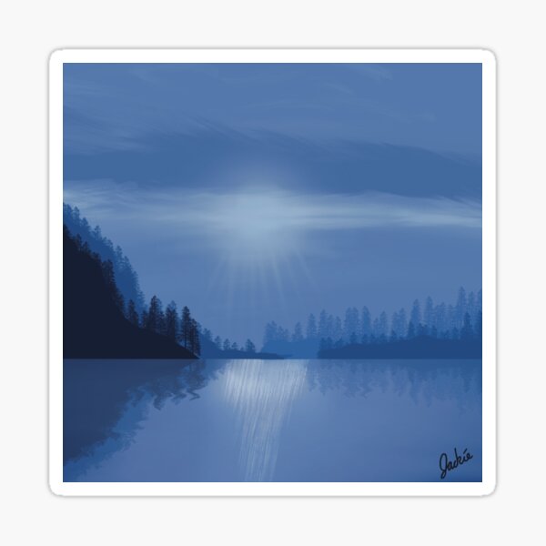 Serene Mountain Lake Sticker