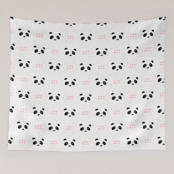 Item preview, Panda seamless pattern on white and pink background. designed and sold by Kizuneko.