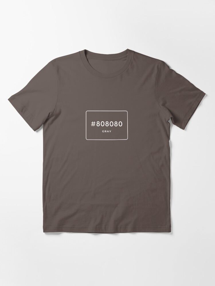 gray-hex-code-color-808080-white-print-t-shirt-for-sale-by