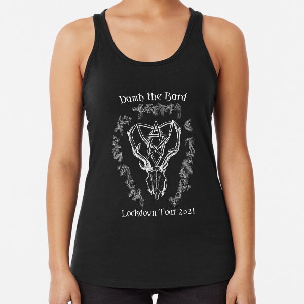 Damh the Bard Lockdown 21 (White image, transparent background) Racerback Tank Top