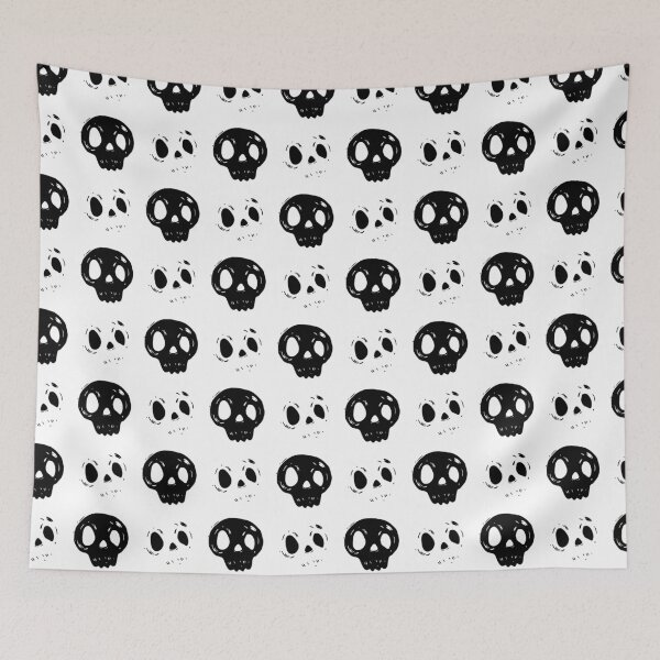 Item preview, Black and white human stylized skull seamless pattern. designed and sold by Kizuneko.