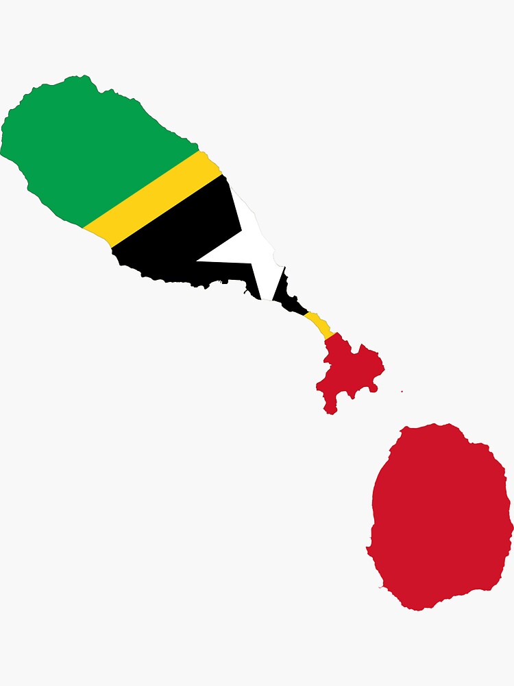 "Flag Map of Saint Kitts and Nevis " Sticker for Sale by abbeyz71