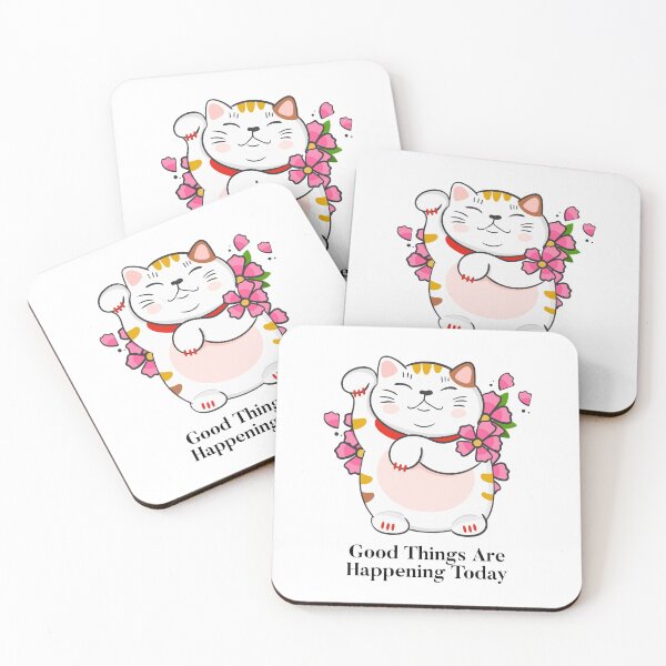 Item preview, Good Things Are Happening Today, Good Luck Cat, Kitty designed and sold by peachooberry.