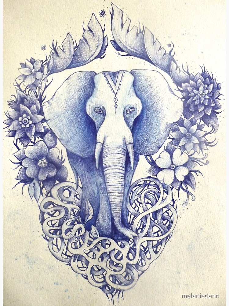 Thumbnail 3 of 3, Poster, indian wondering blue elephant designed and sold by melaniedann.