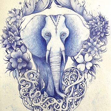 Artwork thumbnail, indian wondering blue elephant by melaniedann