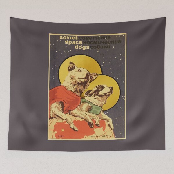 Item preview, Vintage Russian Soviet Propaganda The Space Race Dogs Retro USSR designed and sold by James-Fletcher.