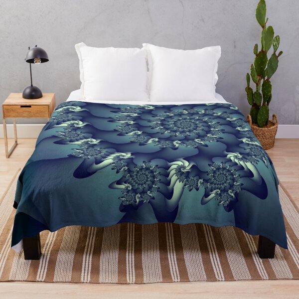 Item preview, Night Blue Fractal Spiral with bright teal accent designed and sold by Manpreet Sokhi.