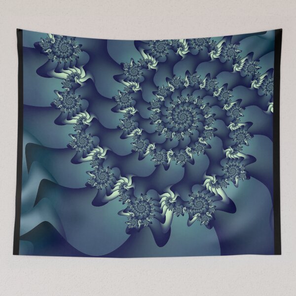 Item preview, Night Blue Fractal Spiral with bright teal accent designed and sold by Manpreet Sokhi.