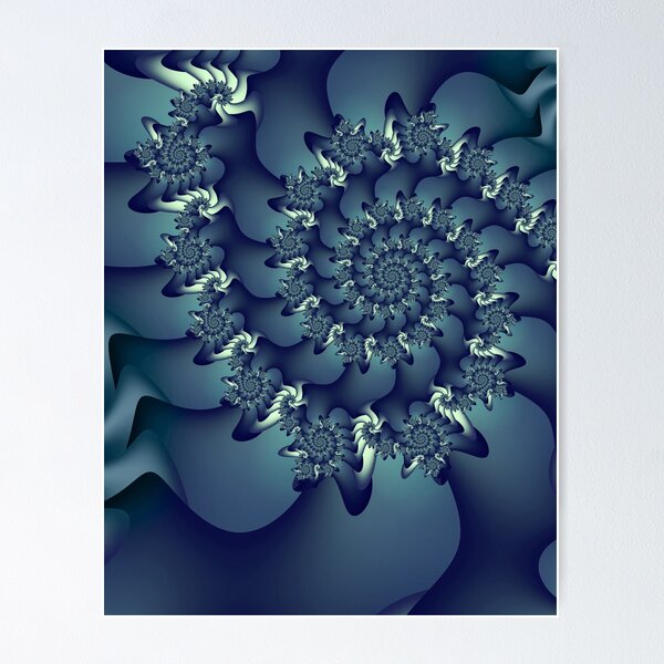 Item preview, Night Blue Fractal Spiral with bright teal accent designed and sold by Manpreet Sokhi.