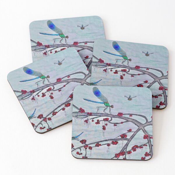 Item preview, Dragonflies on a Frozen Redberry Tree (Color) designed and sold by Marian Hayes.