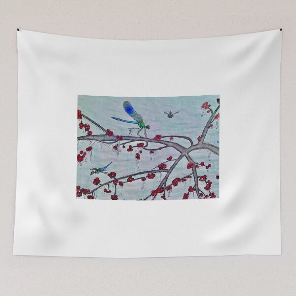 Item preview, Dragonflies on a Frozen Redberry Tree (Color) designed and sold by Marian Hayes.