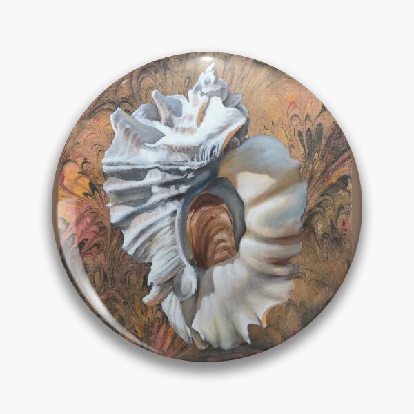 Item preview, Murex seashell oil painting on handmade marbled paper designed and sold by LeighMurphy-Art.