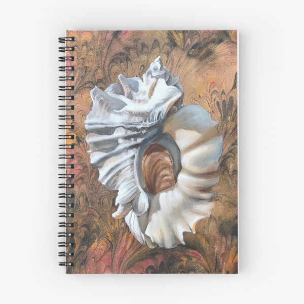 Item preview, Murex seashell oil painting on handmade marbled paper designed and sold by LeighMurphy-Art.