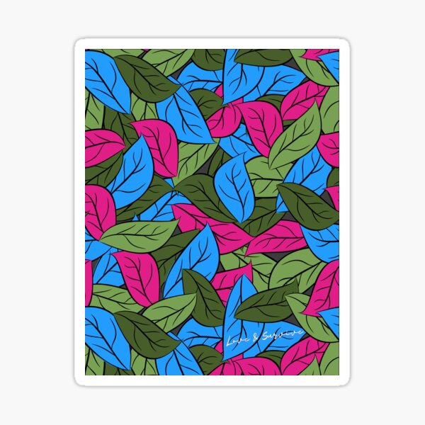 Pink, Blue & Green Leaf Camouflage Sticker
